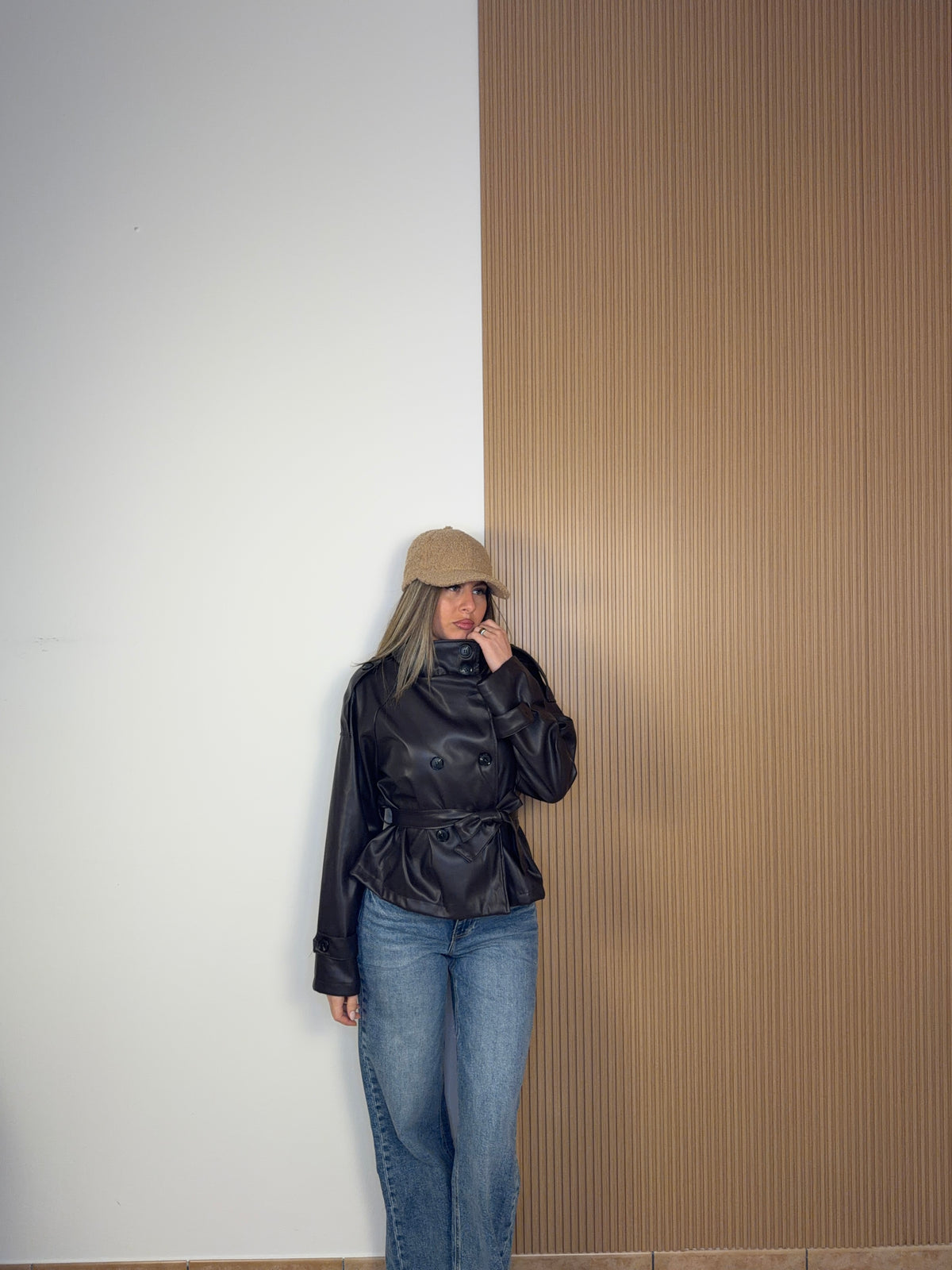 trench ecopelle marrone