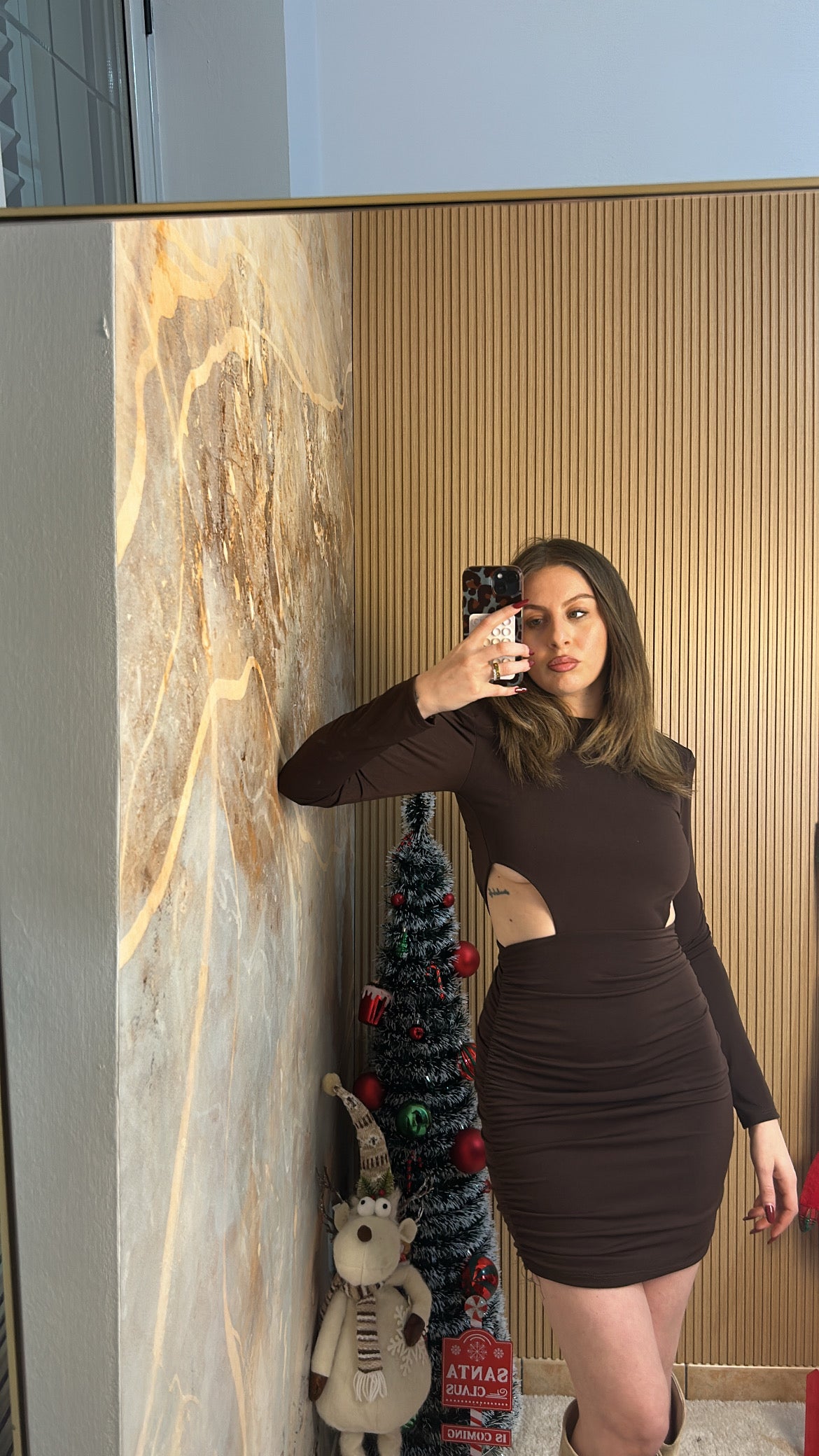 MINI ABITO CUT-OUT MARRONE