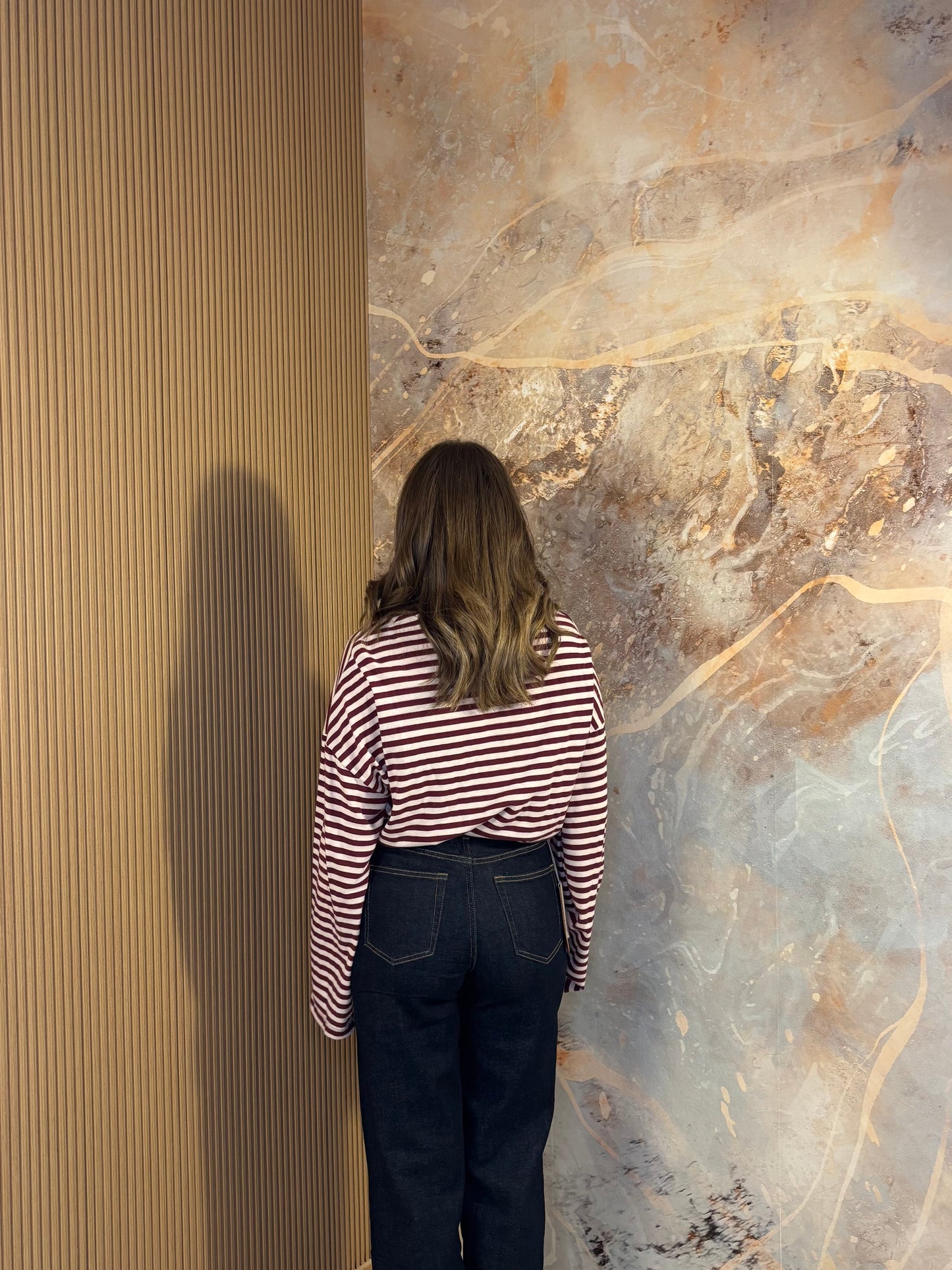 MAGLIA A RIGHE BORDEAUX