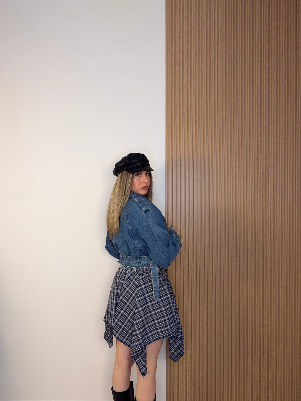 gonna camicia blu