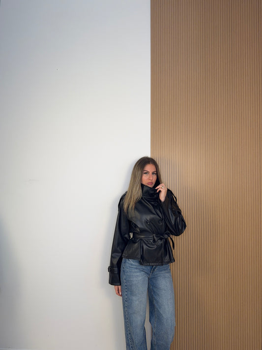 trench ecopelle nero