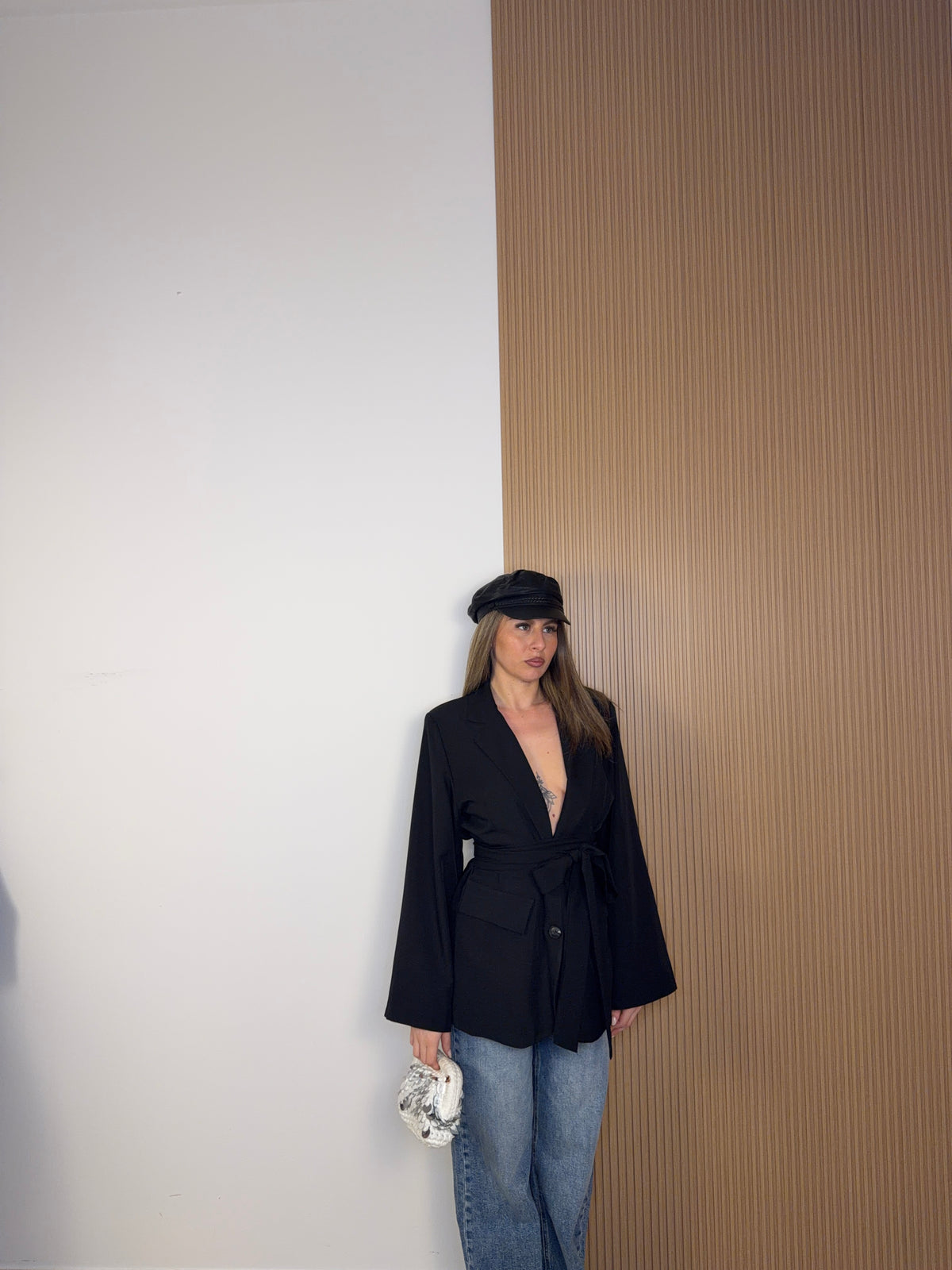 blazer cintura nero