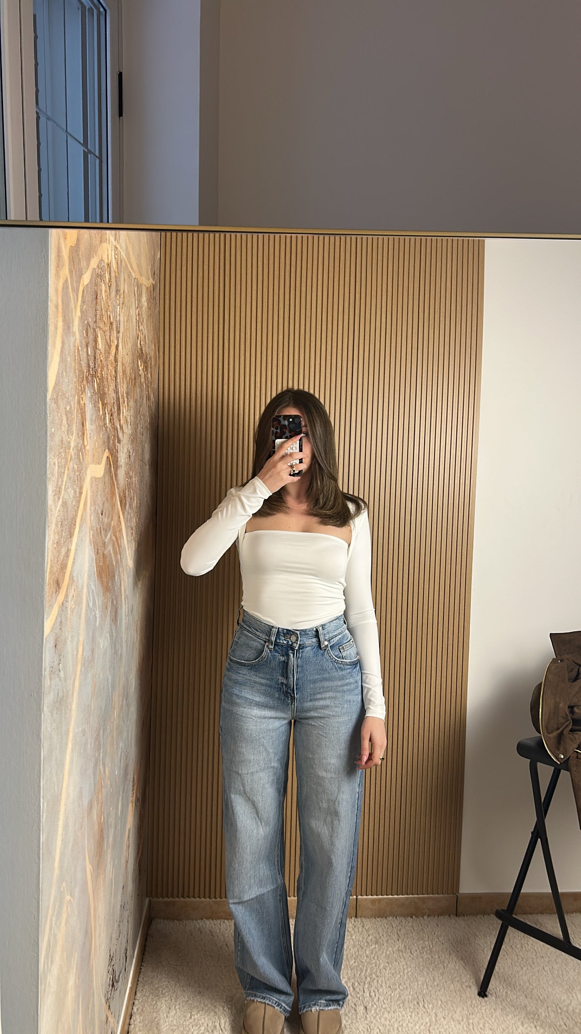 MAGLIA SCOLLO QUADRATO BIANCO