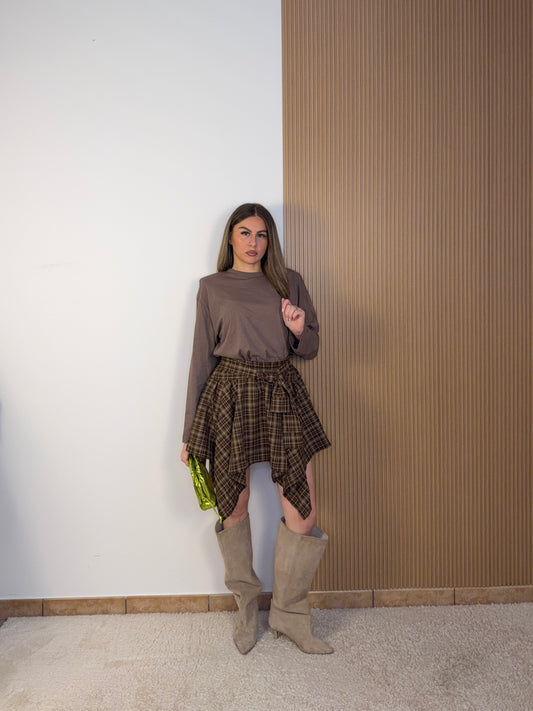 gonna camicia marrone
