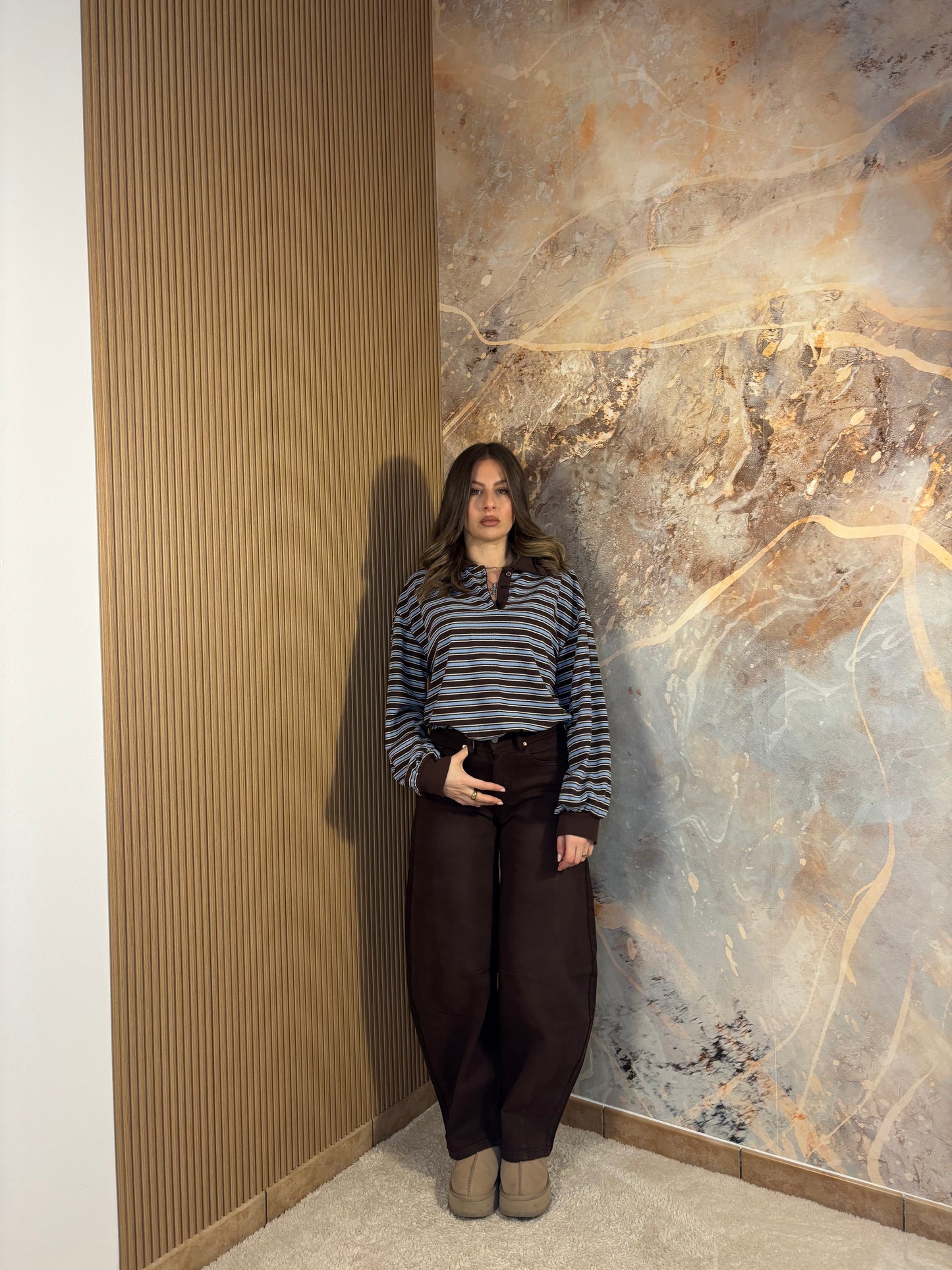 JEANS BALLOON MARRONE