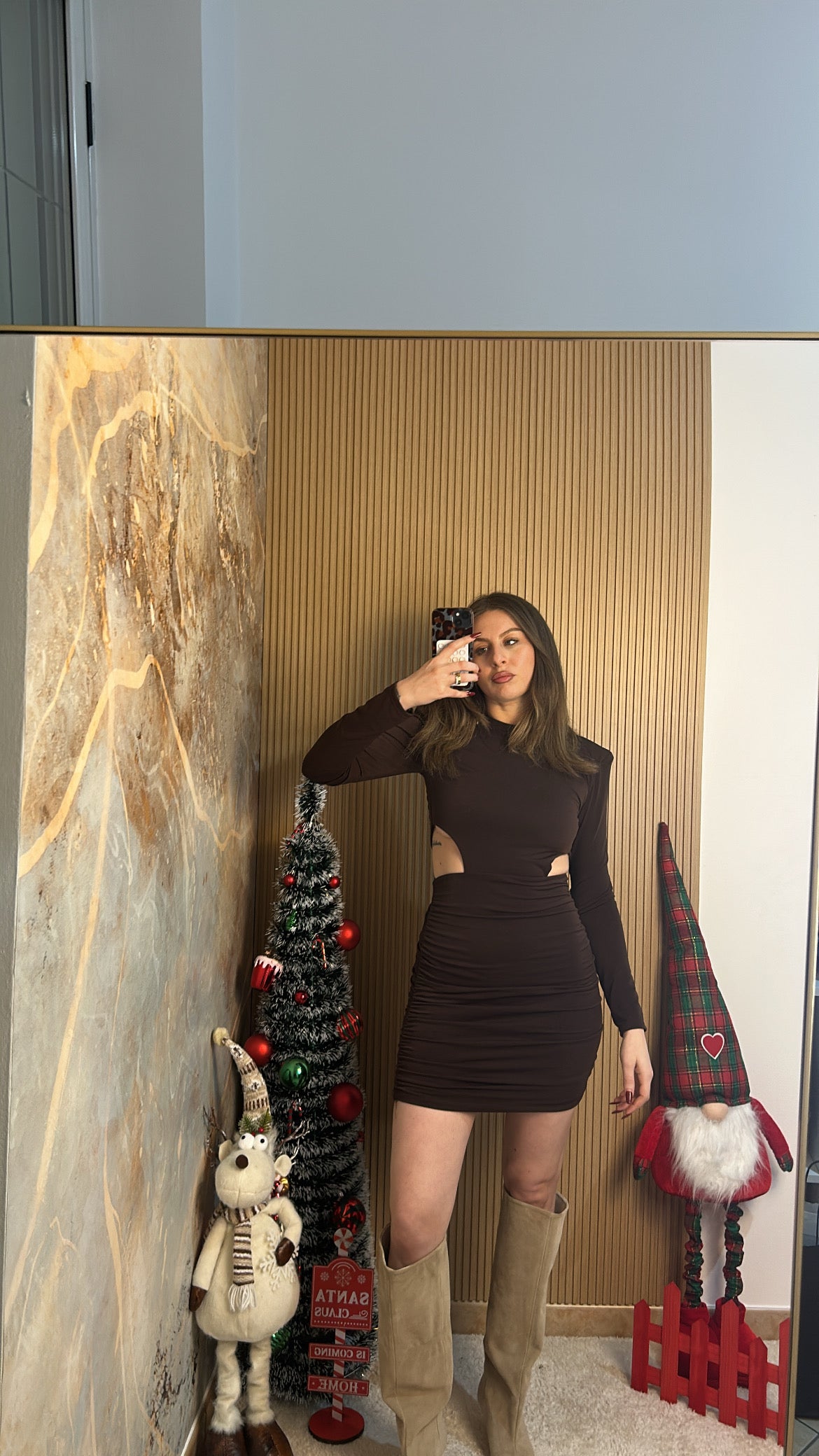 MINI ABITO CUT-OUT MARRONE