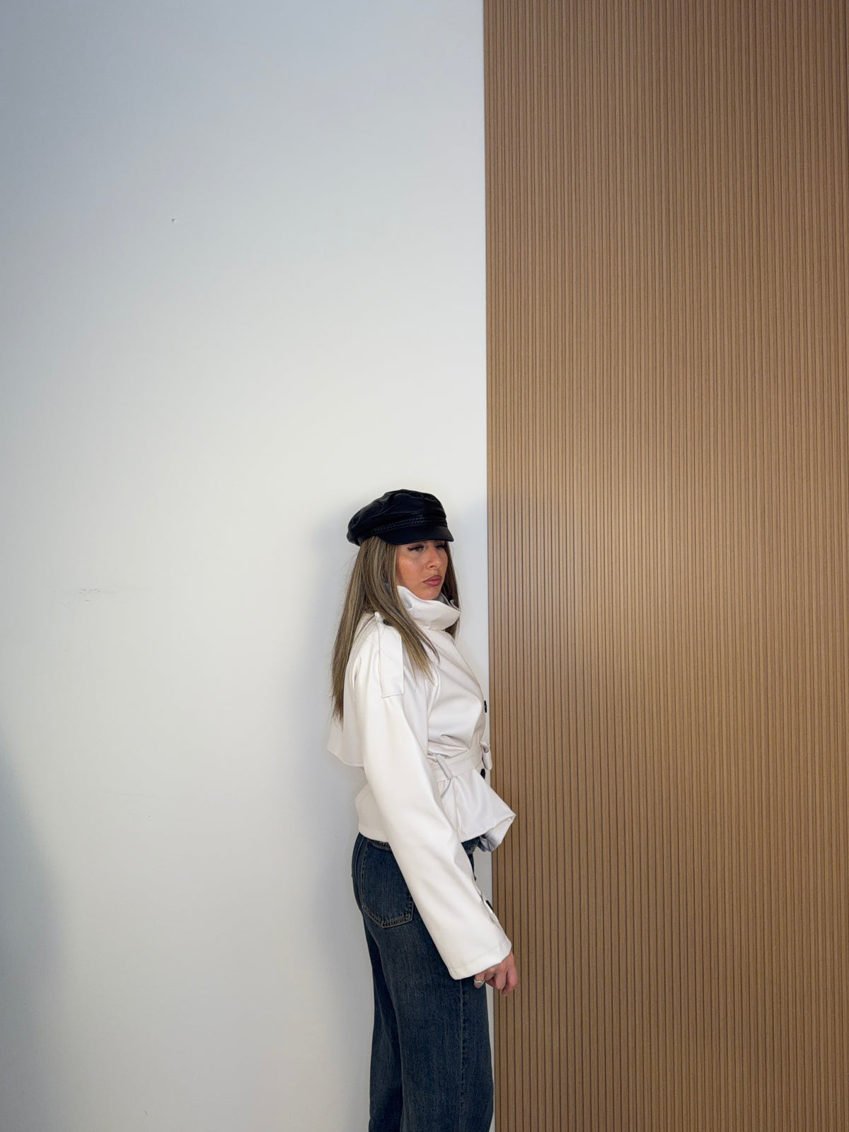 trench ecopelle bianco