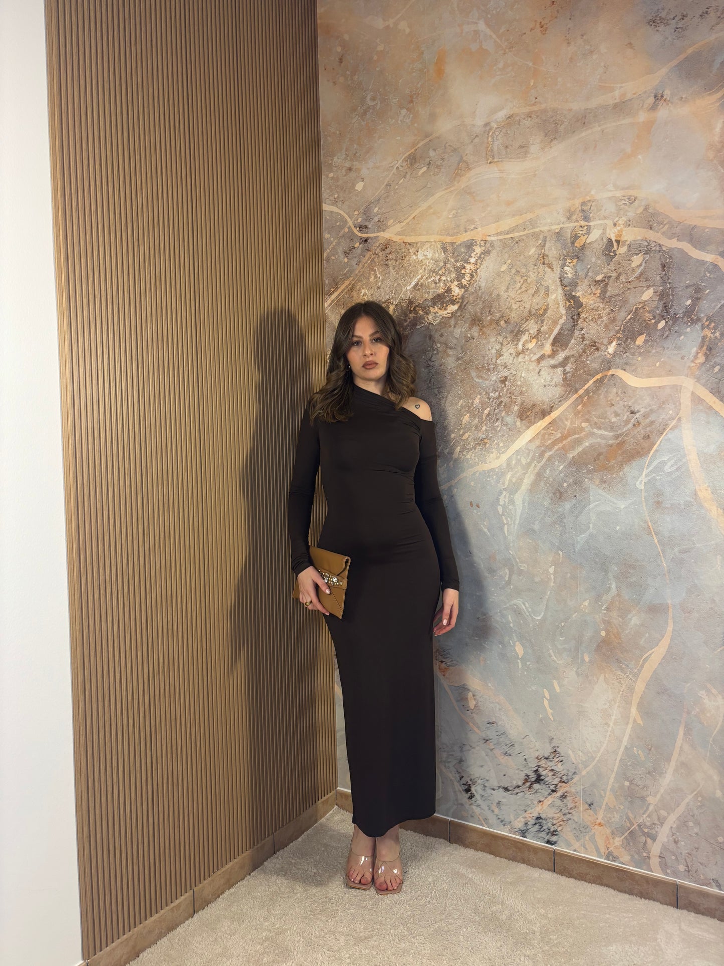 ABITO KIM MIDI MARRONE