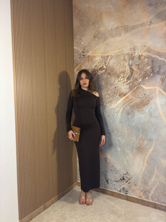 ABITO KIM MIDI MARRONE