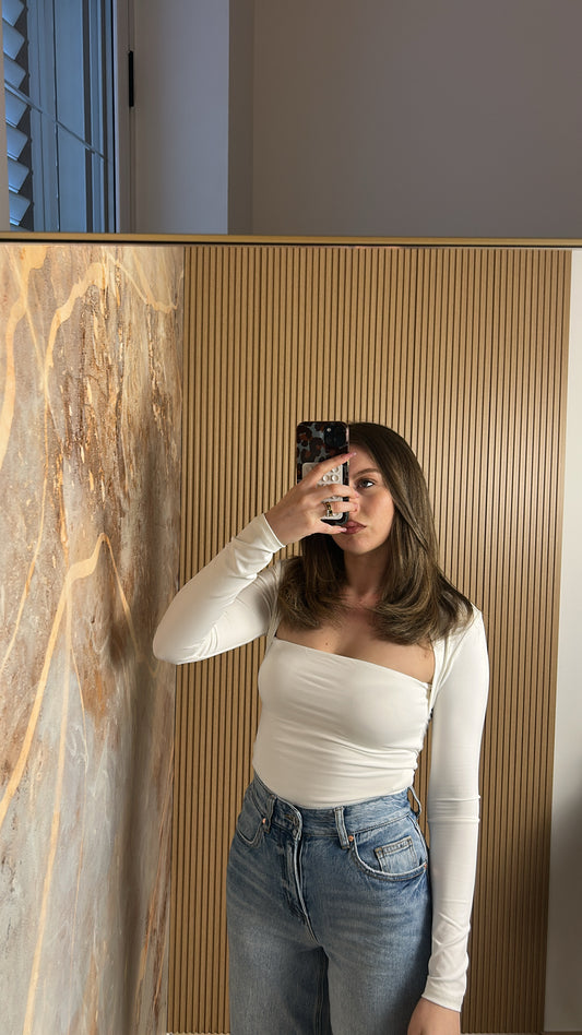 MAGLIA SCOLLO QUADRATO BIANCO