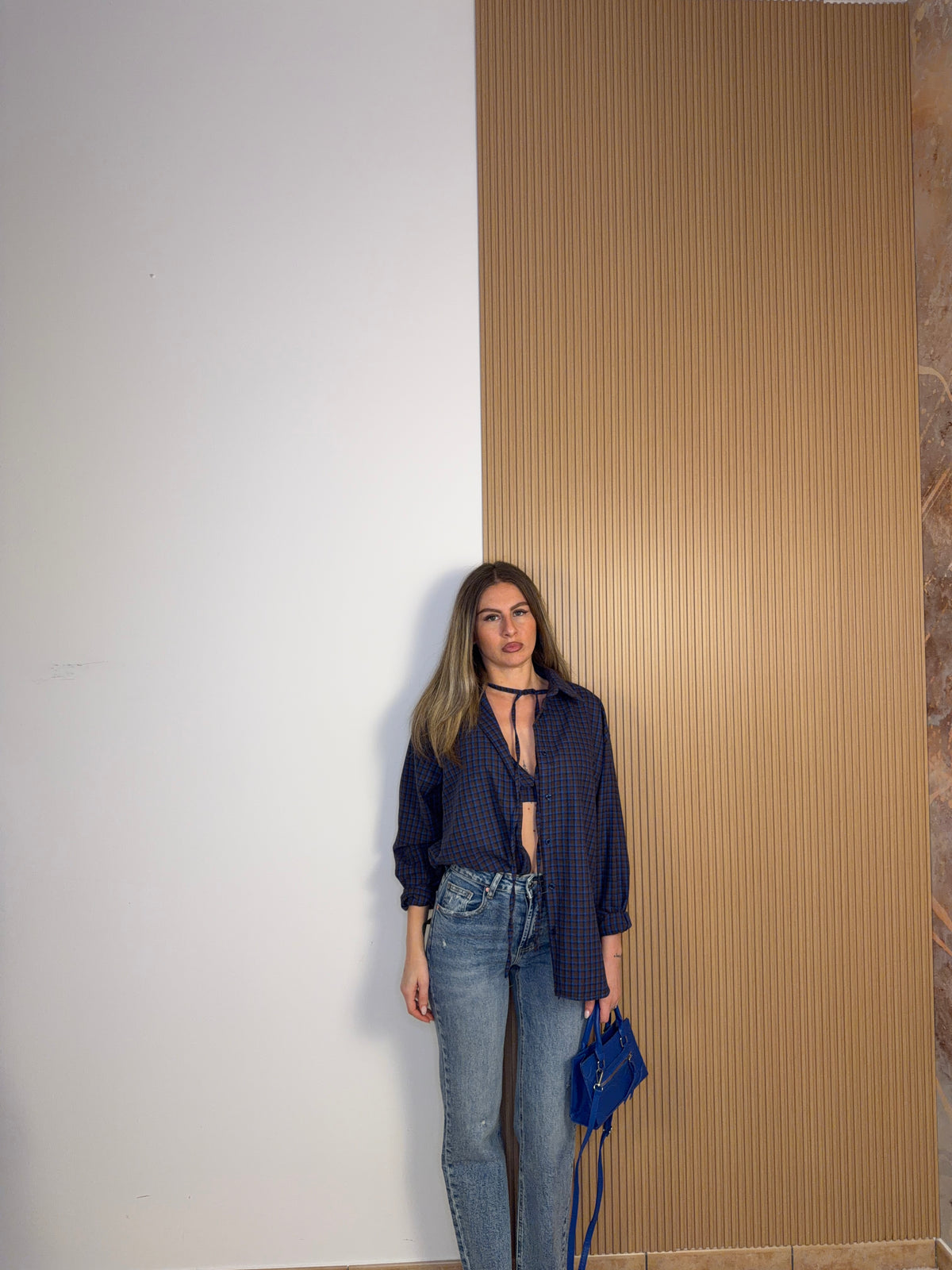 set camicia blu