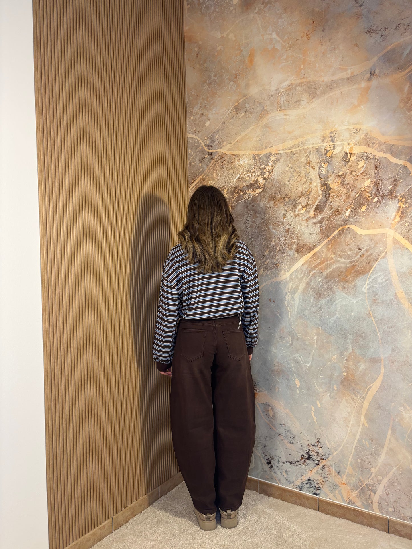 POLO A RIGHE AZZURRA