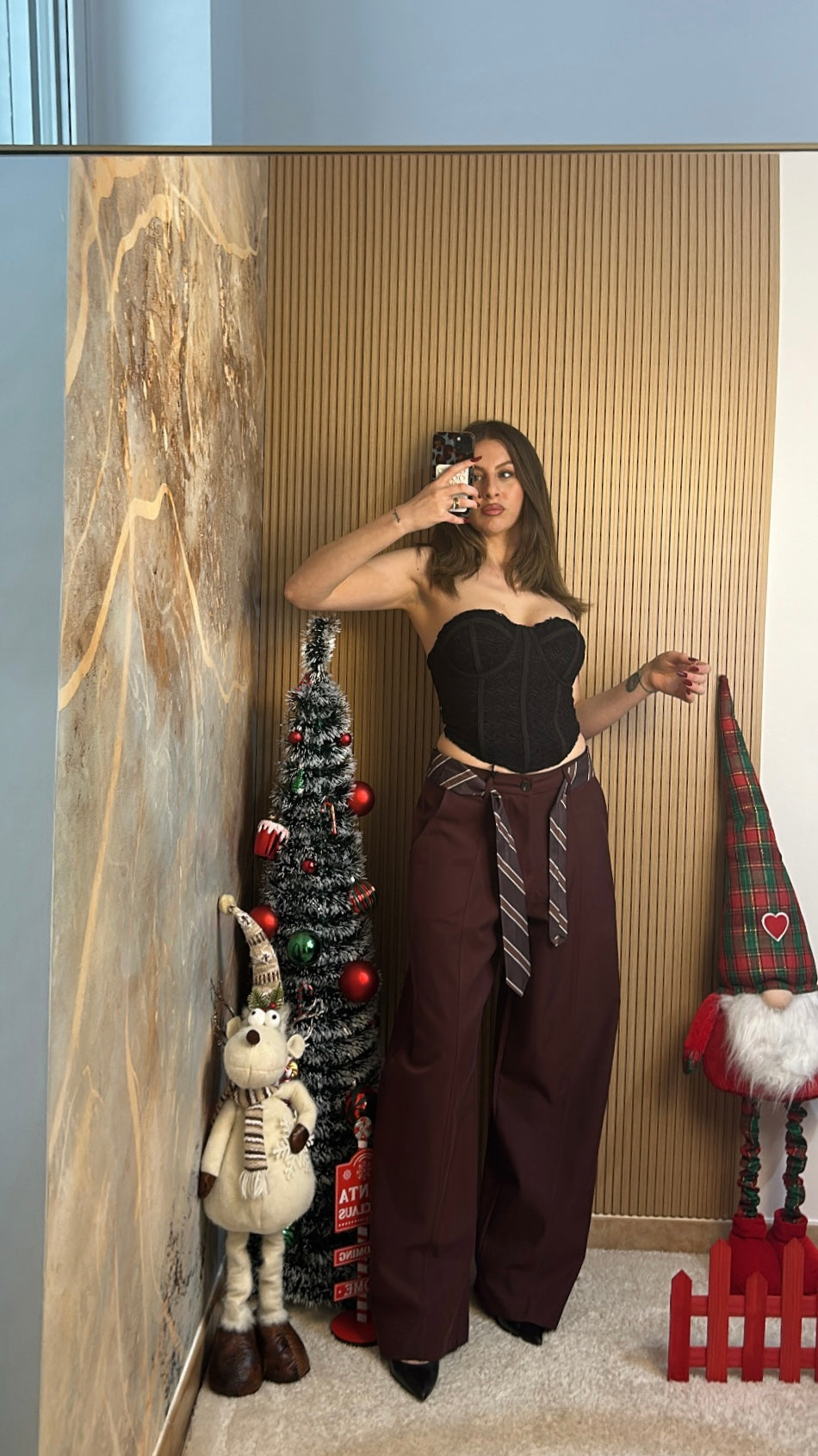 PANTALONI CRAVATTA BORDEAUX