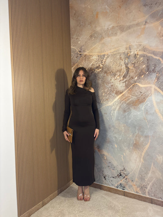 ABITO KIM MIDI MARRONE