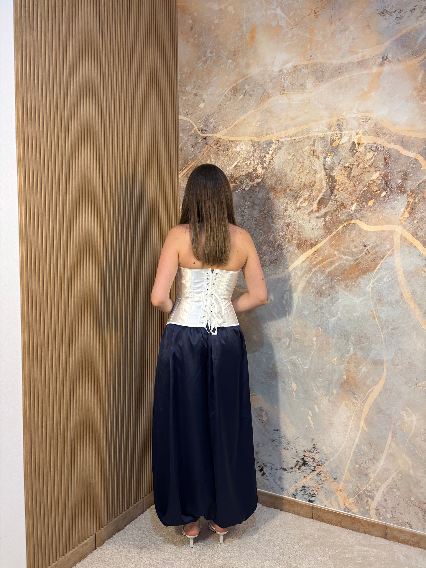 PANTALONI SATIN BLUE