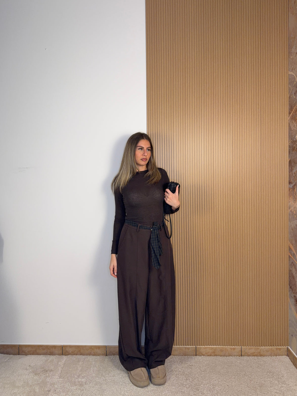 pantalone cintura a quadri