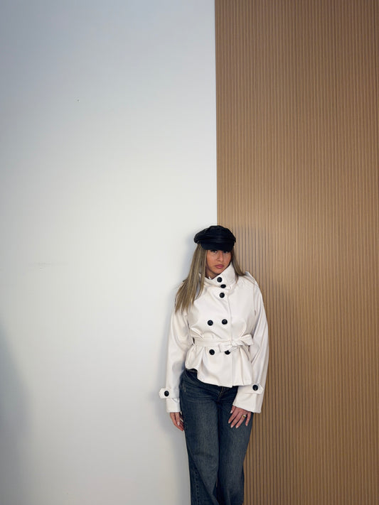 trench ecopelle bianco