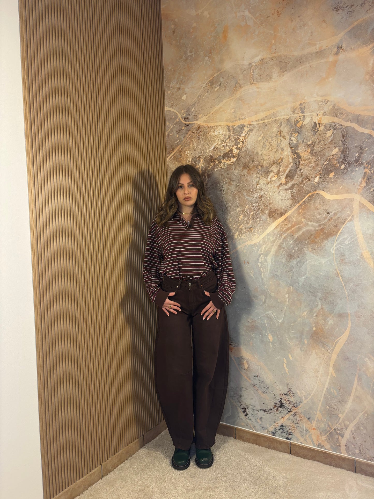 JEANS BALLOON MARRONE