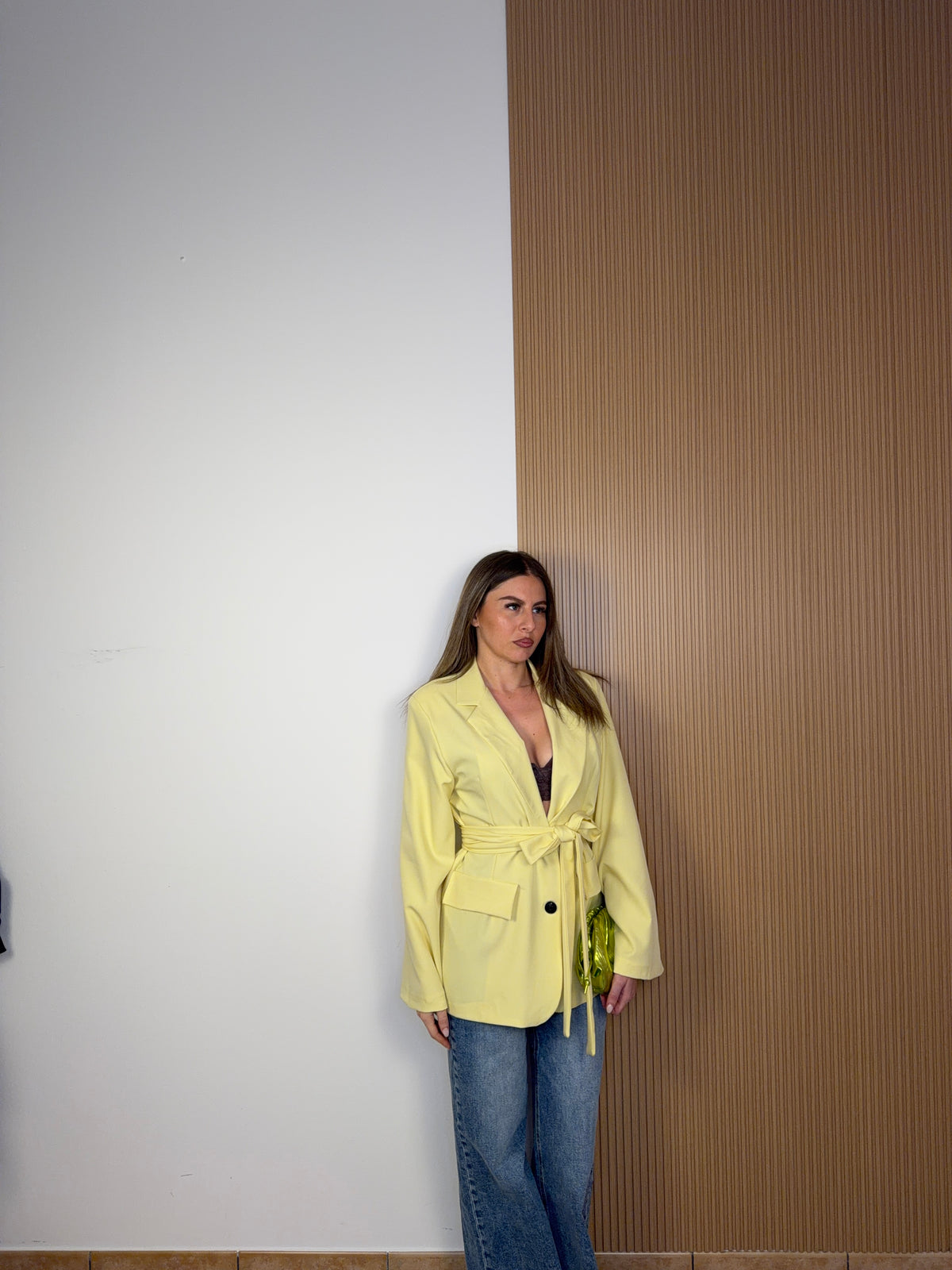 blazer cintura giallo