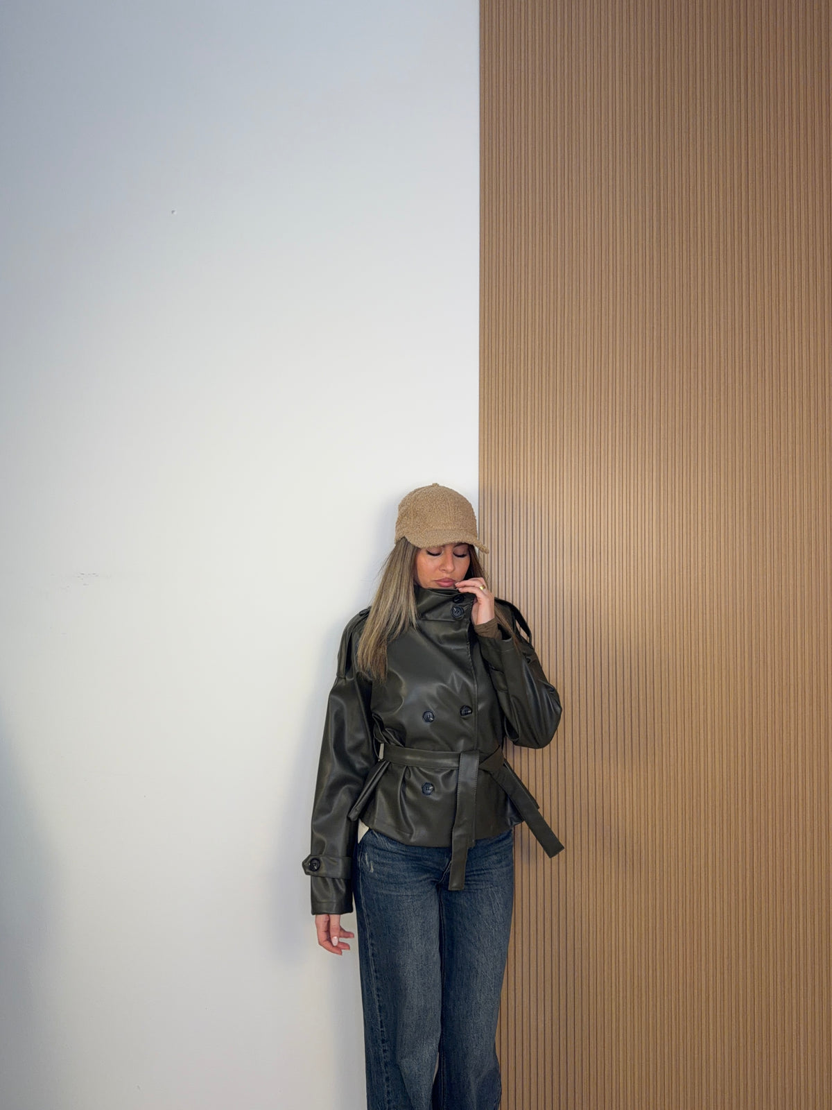 trench ecopelle verde