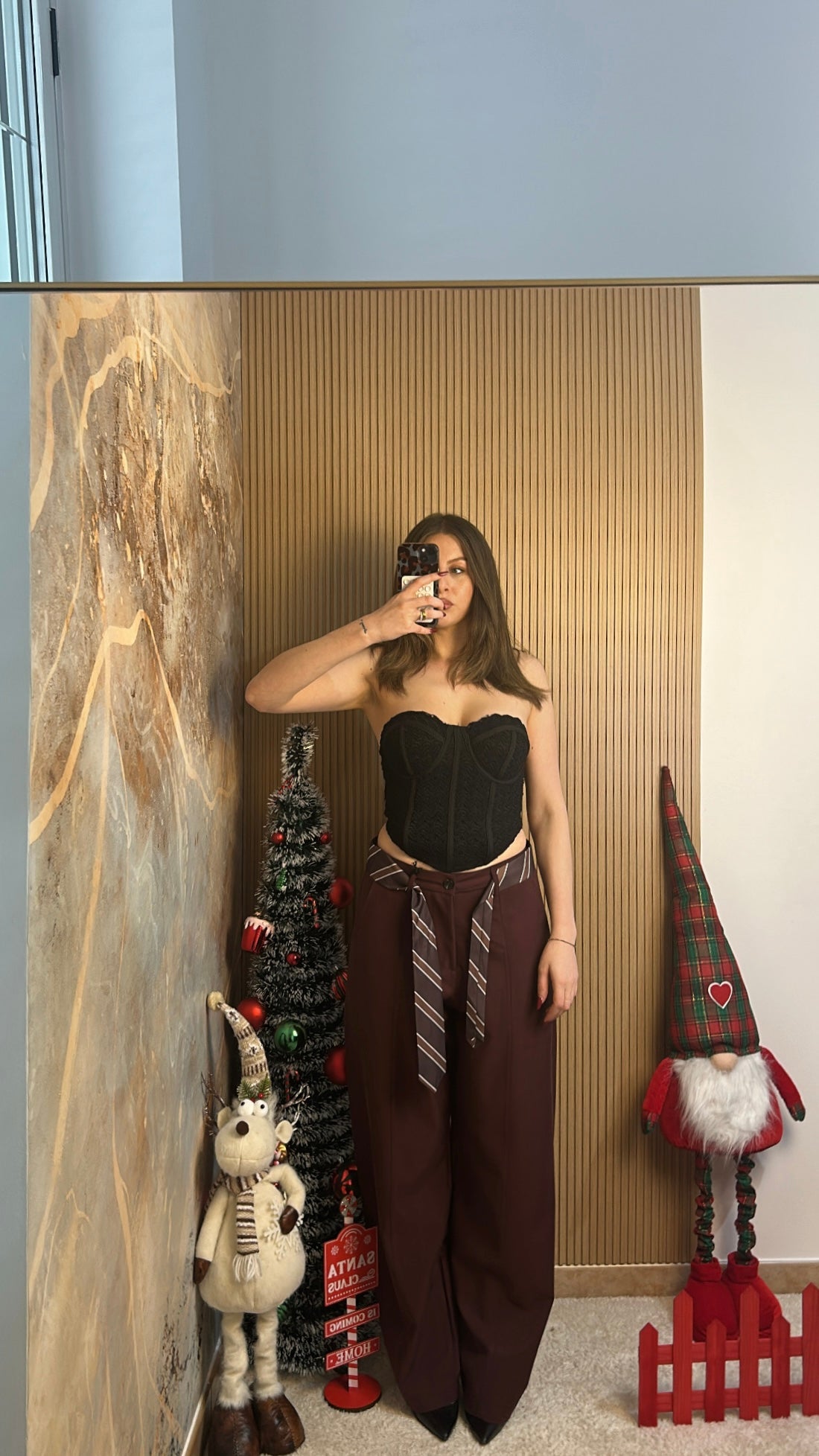 PANTALONI CRAVATTA BORDEAUX