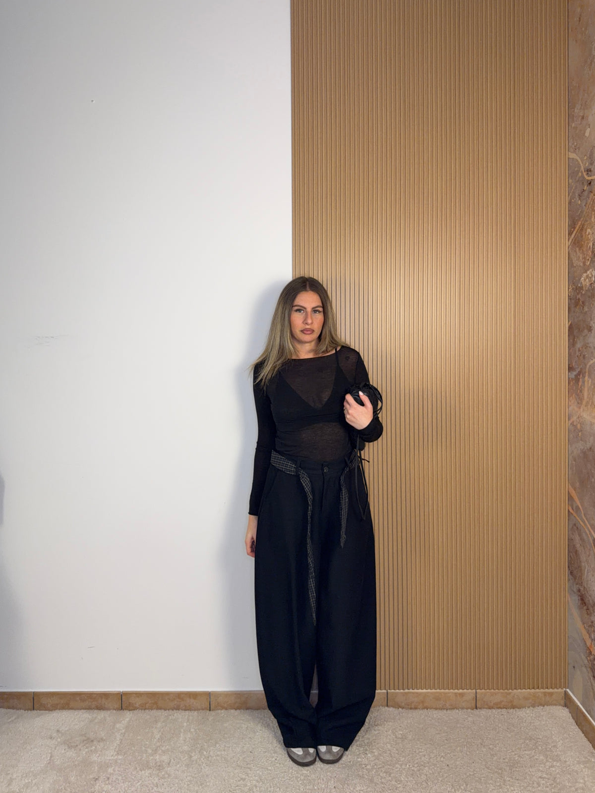 pantalone cintura a quadri