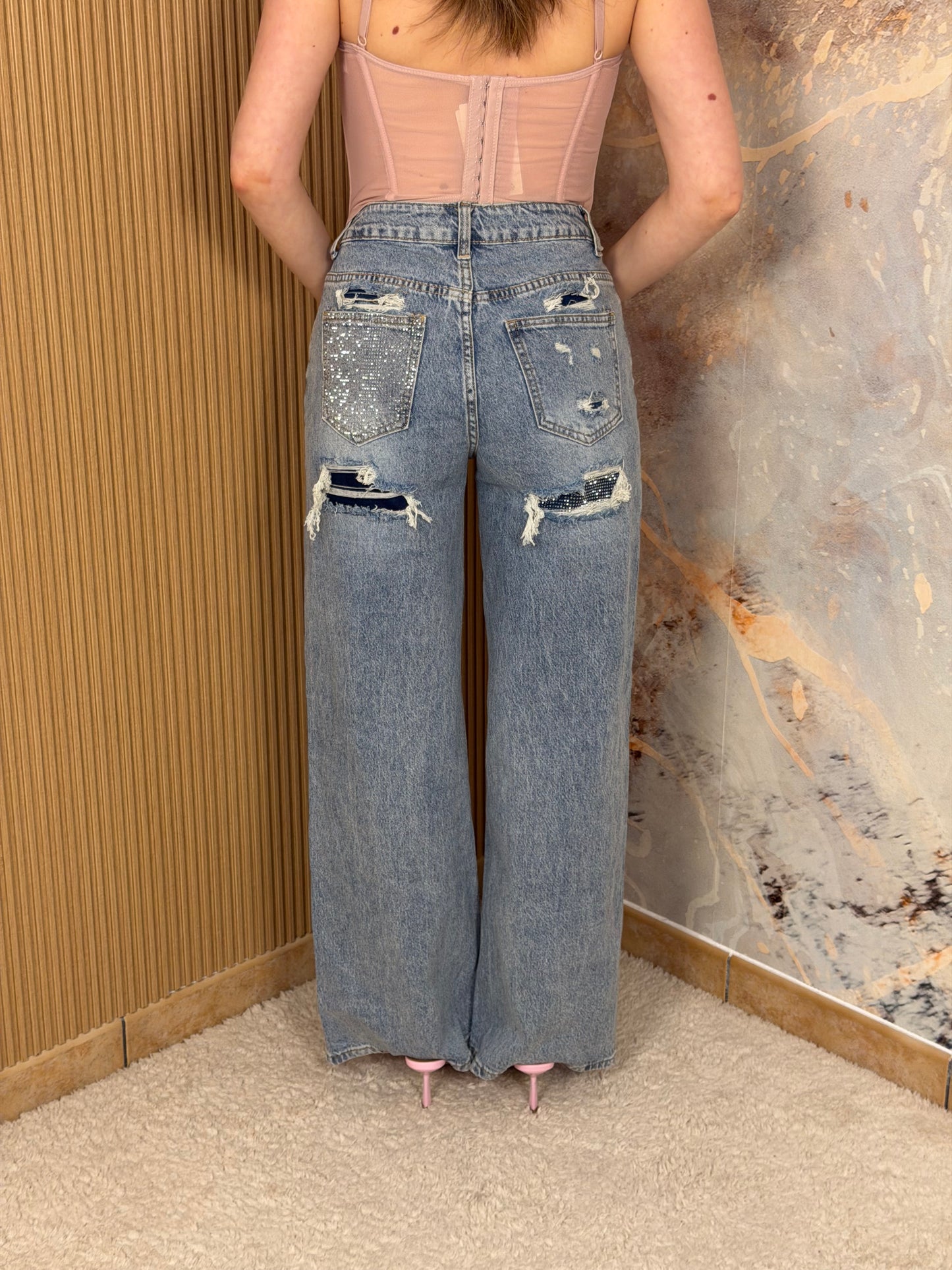 JEANS TASCA STRASS