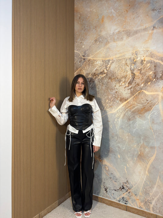 PANTALONI ECOPELLE WIDE LEG