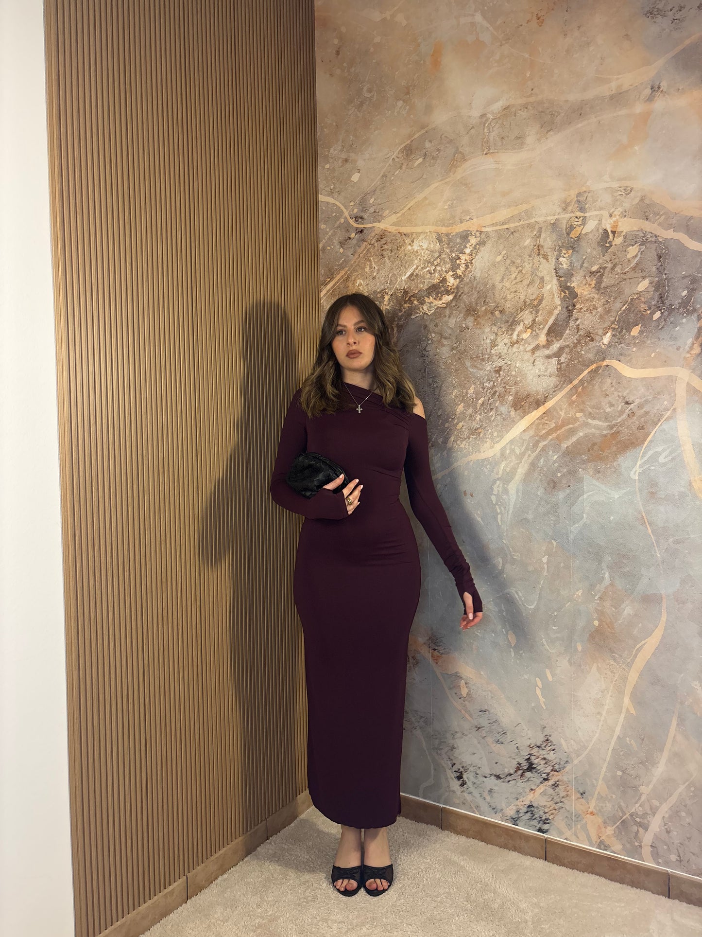 ABITO KIM MIDI BORDEAUX