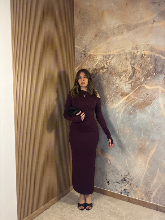 ABITO KIM MIDI BORDEAUX