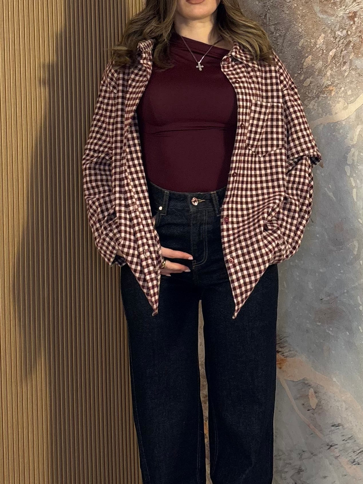 CAMICIA FLANELLA BORDEAUX