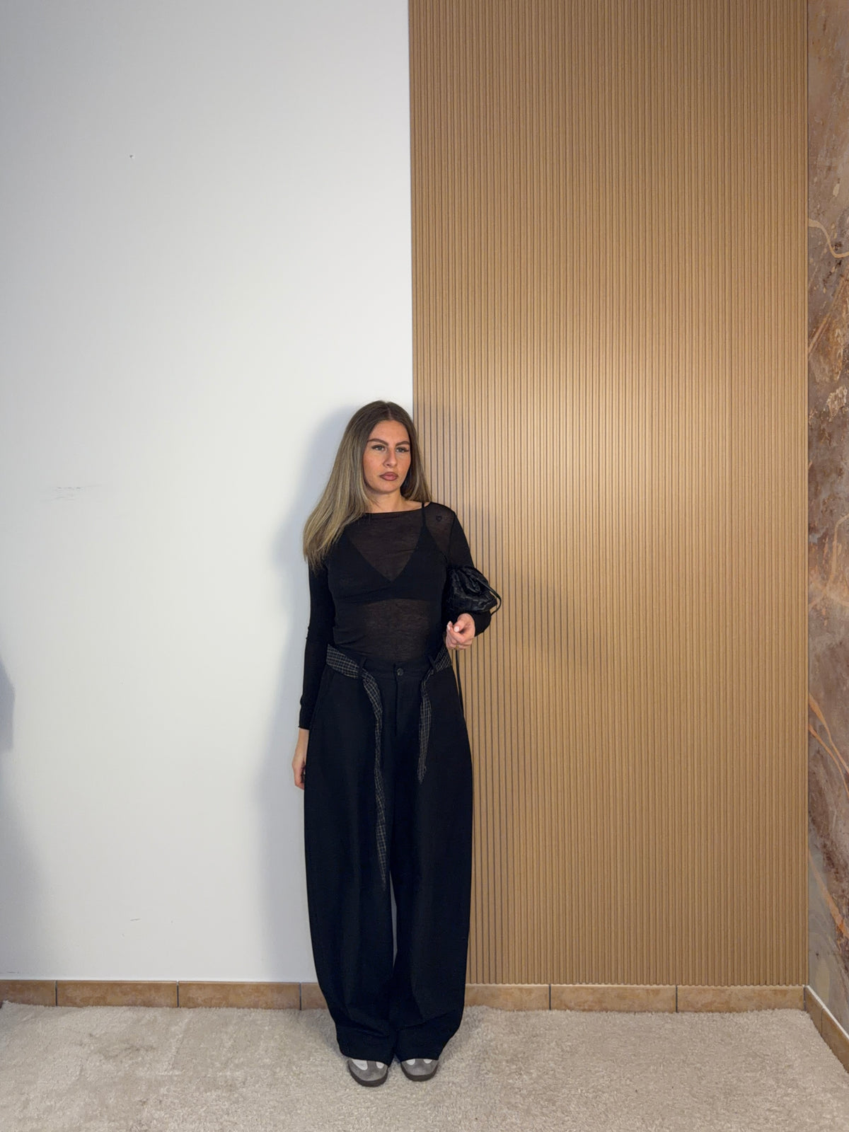 pantalone cintura a quadri